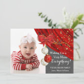 Rote Ornamente Foto Weihnachten (Stehend Vorderseite)