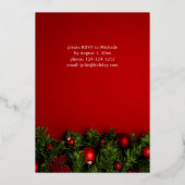 Rote Ornamente & Garland Urlaub Folieneinladung (Rückseite)