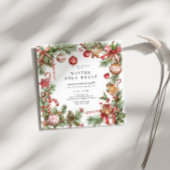 Rote Ornamente Grünes Border Square Open House Einladung