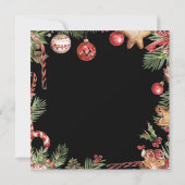 Rote Ornamente Grünes Border Square Open House Einladung (Rückseite)