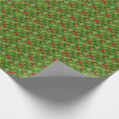 Rote Ornamente & Immergrün-Weihnachtspapier Geschenkpapier (Ecke)