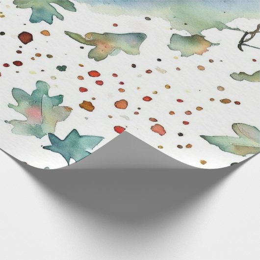 Rote Ornamente mit Schneekuss Geschenkpapier (Ecke)