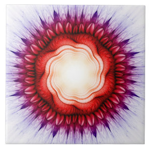 Rote Ornamente mit wirbelnden Blumen Fliese
