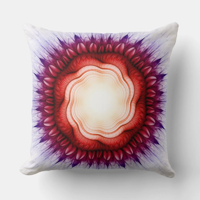 Rote Ornamente mit wirbelnden Blumen Kissen (Vorderseite)