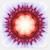 Rote Ornamente mit wirbelnden Blumen Quadratischer Aufkleber (Vorderseite)