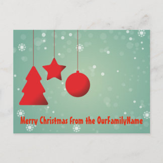 Rote Ornamente Weihnachten Anpassen Postkarte