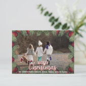 Rote Ornamente Weihnachtsfamilie | FOTO Einladung (Stehend Vorderseite)