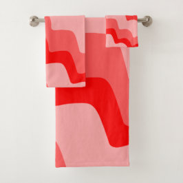 Rote Ozeanwellen mit starkem Gefälle Badhandtuch Set
