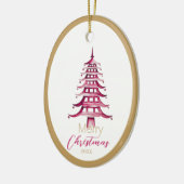 Rote Pagode Weihnachtsbaum Keramik Ornament (Links)