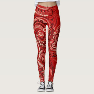 Rote Paisley-Bandanna-einzigartige Retro Hosen Leggings