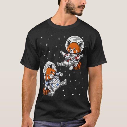 Rote-Panda-Bär-Astronauten T-Shirt (Vorderseite)