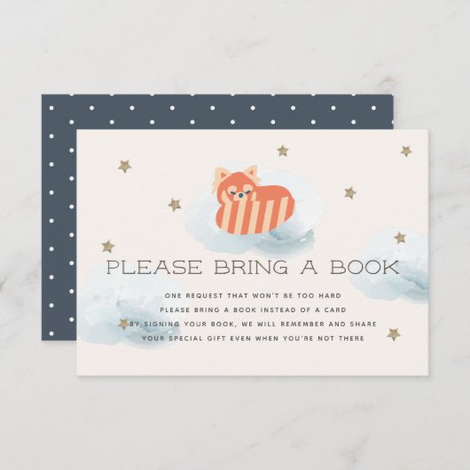 Rote Panda mit Sternen und Wolken Bitte eine Reser Begleitkarte (Vorne/Hinten)