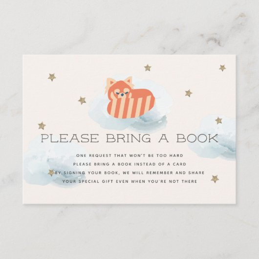 Rote Panda mit Sternen und Wolken Bitte eine Reser Begleitkarte (Vorderseite)