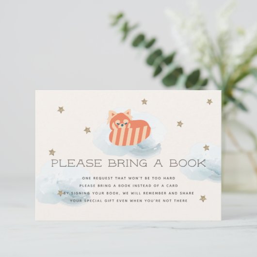 Rote Panda mit Sternen und Wolken Bitte eine Reser Begleitkarte (Stehend Vorderseite)