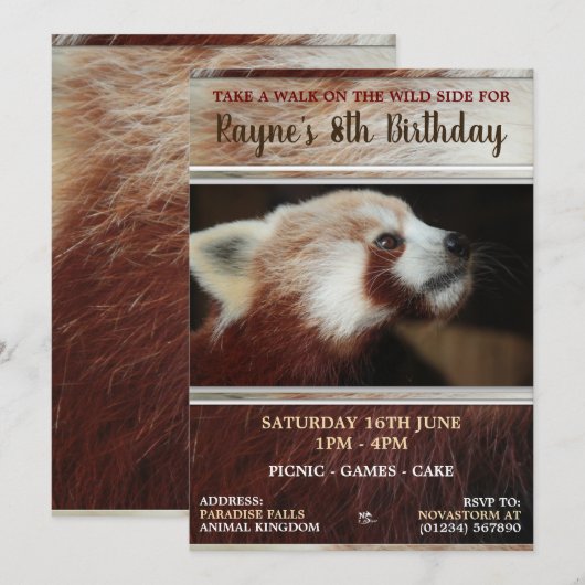 Rote Panda-Party Einladungen (Vorne/Hinten)