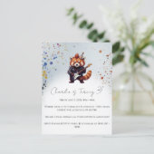 Rote-Panda-Rocker-Geburtstagseinladung Postkarte (Stehend Vorderseite)