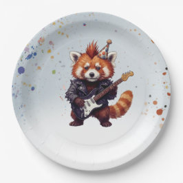 Rote Panda Rocker Geburtstagsplatten Pappteller