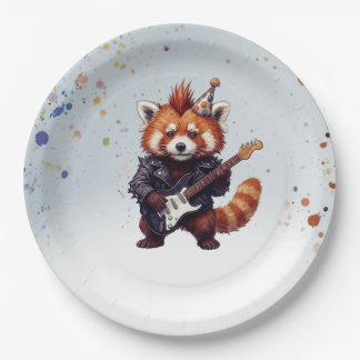 Rote Panda Rocker Geburtstagsplatten Pappteller