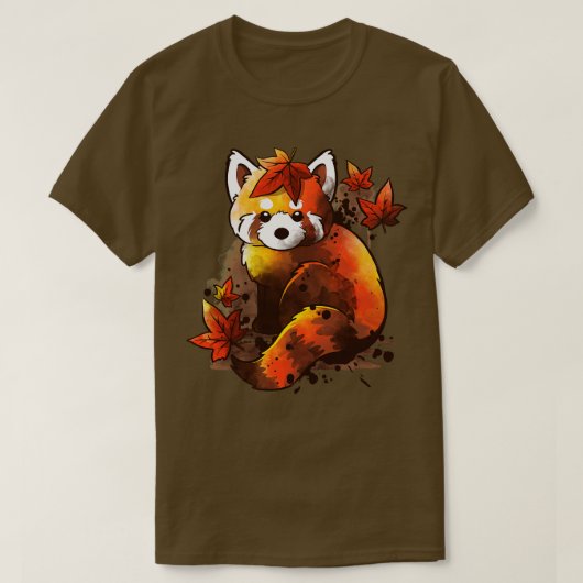 Rote Panda-rote Blätter T-Shirt (Design vorne)