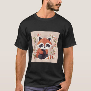 Rote Panda- und Kirschblüten-Illustration Süße Wa T-Shirt