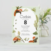 Rote Pandas im Wald Schwarz Geburtstag Einladung (Stehend Vorderseite)