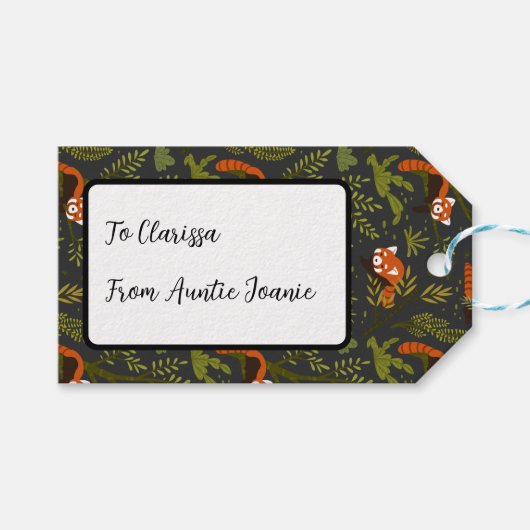 Rote Pandas im Waldschwarz Geschenkanhänger (Vorderseite (Horizontal))