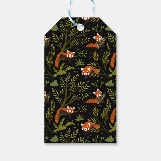 Rote Pandas im Waldschwarz Geschenkanhänger (Rückseite)