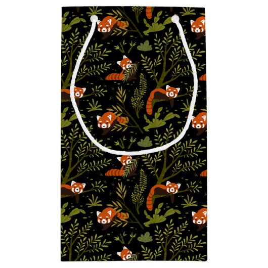 Rote Pandas im Waldschwarz Kleine Geschenktüte (Rückseite)