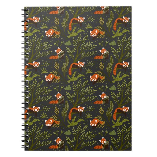 Rote Pandas im Waldschwarz Notizblock (Vorderseite)