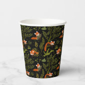 Rote Pandas im Waldschwarz Pappbecher (Rückseite)