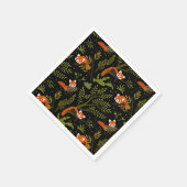 Rote Pandas im Waldschwarz Serviette (Ecke)