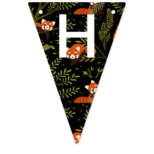 Rote Pandas im Waldschwarz Wimpelkette (Zweite Fahne)