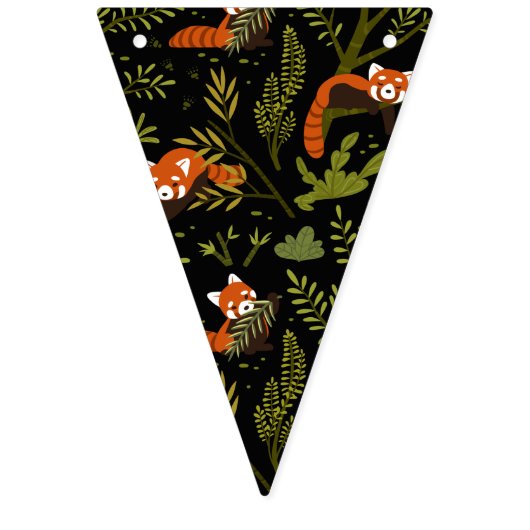 Rote Pandas im Waldschwarz Wimpelkette (Erste Fahne)