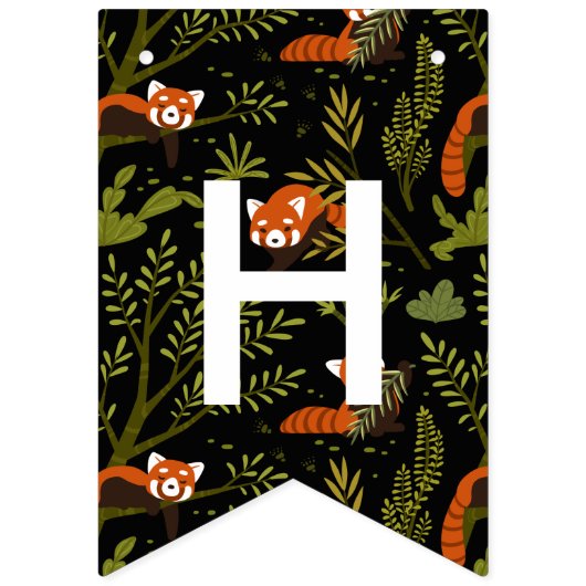 Rote Pandas im Waldschwarz Wimpelkette (Zweite Fahne)