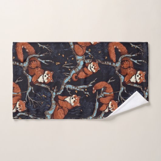 Rote Pandas in Bäumen Badhandtuch Set (Handtuch)