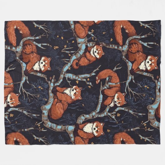 Rote Pandas in Bäumen Fleecedecke (Vorderseite (Horizontal))