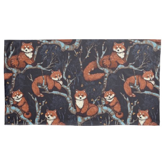 Rote Pandas in Bäumen Kissenbezug (Vorderseite-Links)