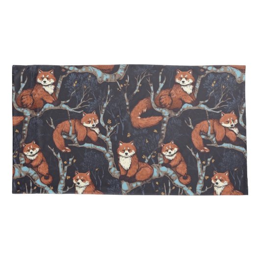 Rote Pandas in Bäumen Kissenbezug (Rückseite-Links)