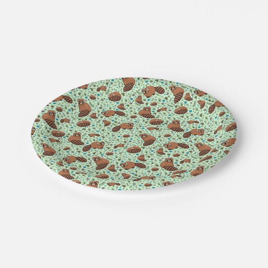 Rote Pandas in Grün Pappteller (Schrägansicht)