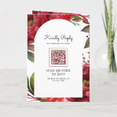 Rote Päonien-Blumen-Mason-Glas-QR-Code-Hochzeit Einladung (Rückseite)