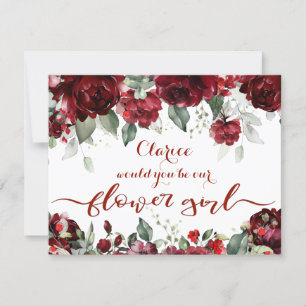 Rote Päonien-Epiphanie-Hochzeit Blumenmädchen Frag Einladung