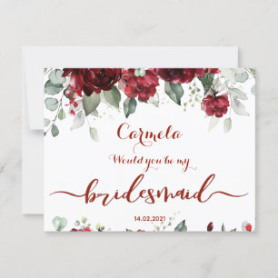 Rote Päonien-Epiphanie-Hochzeit Brautjungfer-Frage Einladung