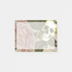 Rote Päonien-Steampunk-Totenkopf-Ephemere Post-it Klebezettel