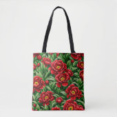 Rote Päonien-Tasche Tasche (Vorderseite)