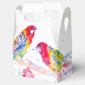 Rote Papageien-Hochzeitstorte Favor Box Rosella Vo Geschenkschachtel (Geöffnet)