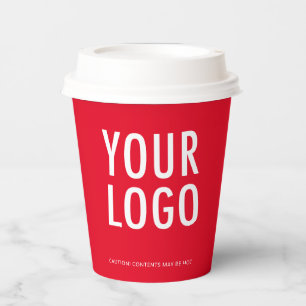 Rote Papier-Kaffeebecher mit Deckeln Geschäft-Logo Pappbecher