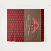 Rote Papierkran Doppelglückliches Hochzeitszenario Wandteppich (Vorderseite (Horizontal))