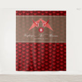 Rote Papierkran Doppelglückliches Hochzeitszenario Wandteppich (Vorderseite)