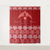 Rote Papierkran Doppelglückliches Hochzeitszenario Wandteppich (Vorderseite)