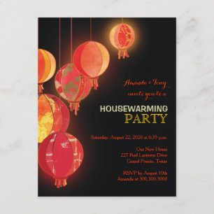 Rote Papierlaternenhousewarming-Party Einladungen